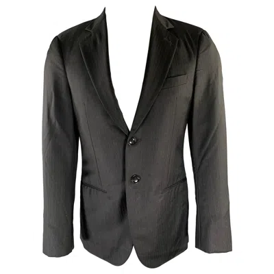 Pre-owned Giorgio Armani Size 36 Charcoal Wool Notch Lapel Sport Coat In Black