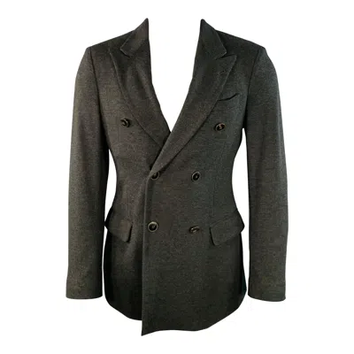 Pre-owned Giorgio Armani Size 38 Grey Viscose Blend Double Breasted Peak Lapel Jacket In Gray