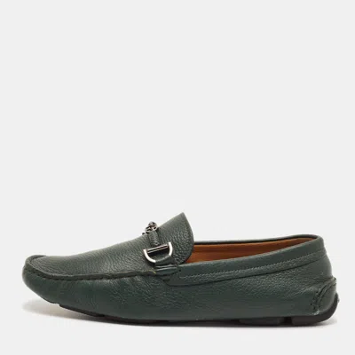 Pre-owned Giorgio Armani Size 40 Green Suede Driver Loafers