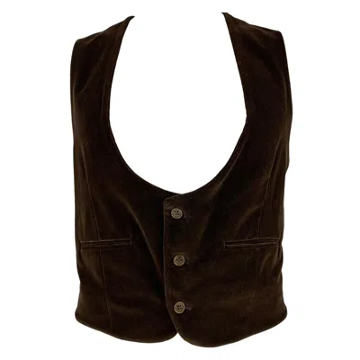 Pre-owned Giorgio Armani Size 44 Brown Velvet Cotton Buttoned Vest
