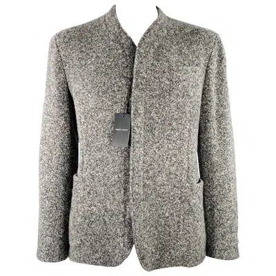 Pre-owned Giorgio Armani Size 44 Grey Charcoal Tweed Cashmere Silk Jacket In Gray