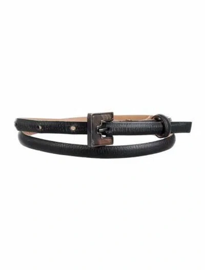 Pre-owned Giorgio Armani Skinny Leather Belt In Black