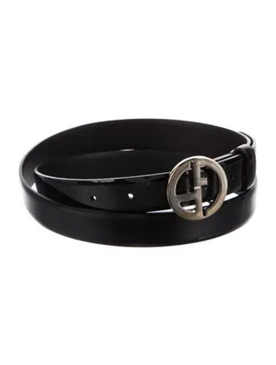 Pre-owned Giorgio Armani Skinny Leather Belt In Black