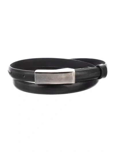 Pre-owned Giorgio Armani Skinny Leather Belt In Black