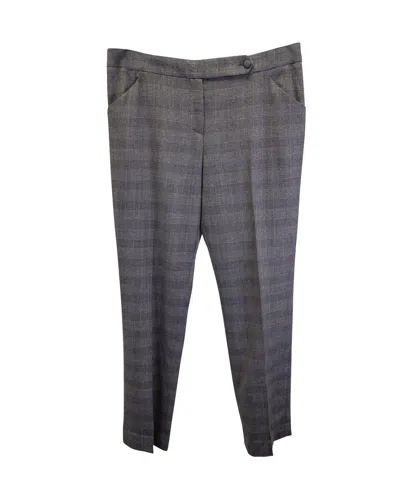 Giorgio Armani Skinny Plaid Trousers In Grey Wool