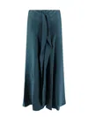 Giorgio Armani Silk Skirt With Rouches Detail In Green