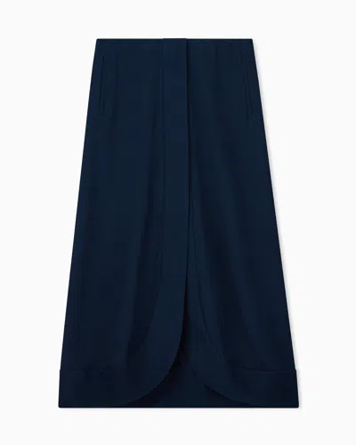 Giorgio Armani Skirt In Triple Silk Georgette With Front Slit In Blue