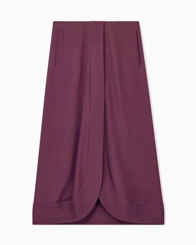 Giorgio Armani Skirt In Triple Silk Georgette With Front Slit In Brown