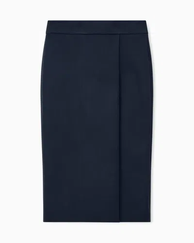 Giorgio Armani Skirt Slim Fit Wrap In Double Stretch Wool In Black