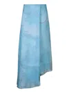 Giorgio Armani Watercolor Floral Silk Wrap Asymmetric Skirt In Blue