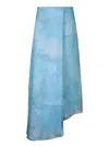 Giorgio Armani Watercolor Floral Silk Wrap Asymmetric Skirt In Blue
