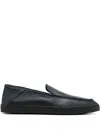 Giorgio Armani Sleek Blue Leather Trainers With Intricate Stitching In Blue