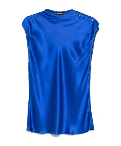 Giorgio Armani Sleeveless Blouse In Blue