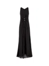 Giorgio Armani Beaded-ring Silk Georgette Backless Gown In Black