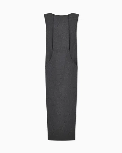 Giorgio Armani Sleeveless Long Dress In Wool And Cashmere Flannel In Gray