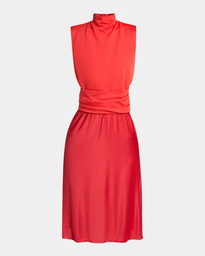 Giorgio Armani Sleeveless Mock-neck Stretch Viscose Dress In Multi