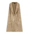 Giorgio Armani Long Jersey Waistcoat With A Flocked Print And Sequins In Brown
