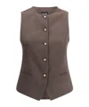 Giorgio Armani Women Single-breasted Hemp And Viscose Vest In Brown