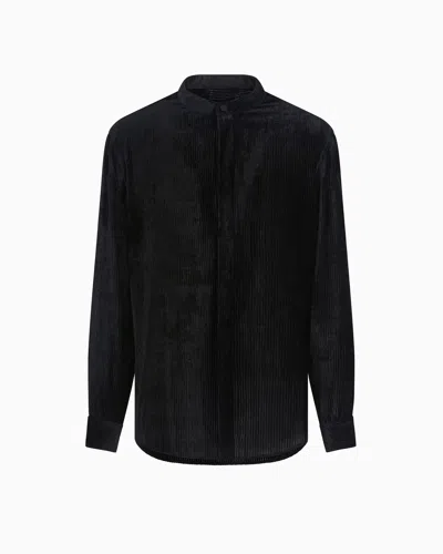 Giorgio Armani Slim-fit Shirt In Corduroy In Black