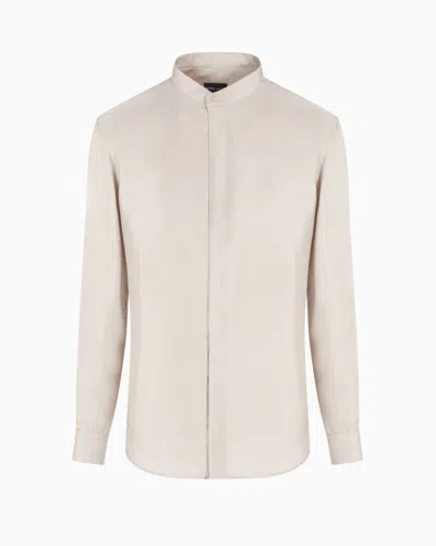 Giorgio Armani Slim-fit, Silk-twill Shirt In Beige