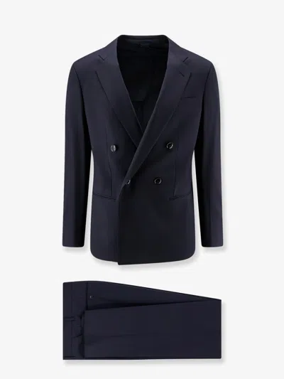 Giorgio Armani Slim Lightweight Virgin Wool Suit In Blue