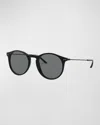 Giorgio Armani Slim Round Acetate & Plastic Sunglasses In Black