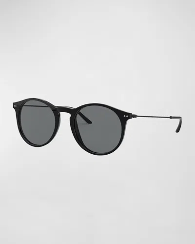 Giorgio Armani Slim Round Acetate & Plastic Sunglasses In Black