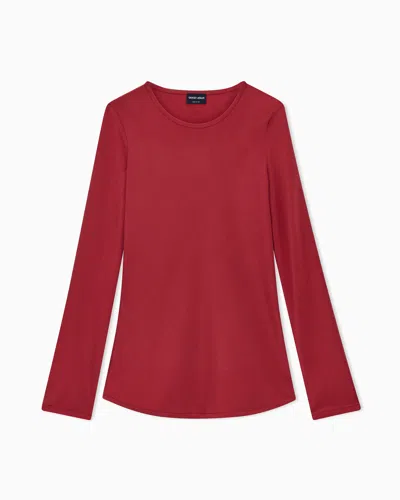 Giorgio Armani Slim-fit Bias-cut Blouse In Stretch Silk-blend Crepe In Burgundy