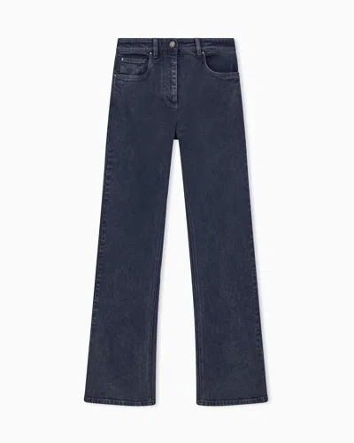 Giorgio Armani Slim-fit Flare Jeans In Overdyed Stretch Cotton Denim In Blue