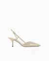 Giorgio Armani Slingbacks In Textured Patent Leather In Beige