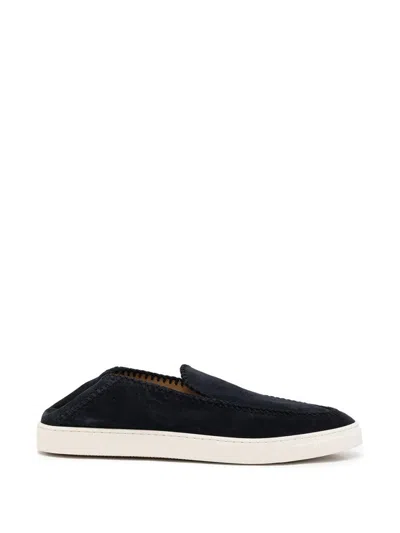 Giorgio Armani Slip-on Cow Leather Sneakers With Contrasting Sole In Black