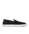 Giorgio Armani Almond Toe Leather Sneaker With Braid Detailing In Black