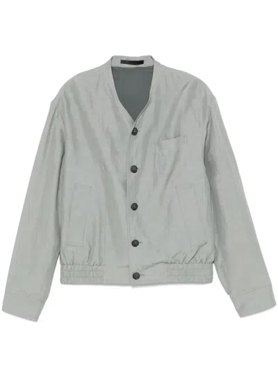 Giorgio Armani Slub-texture Bomber Jacket In Grey