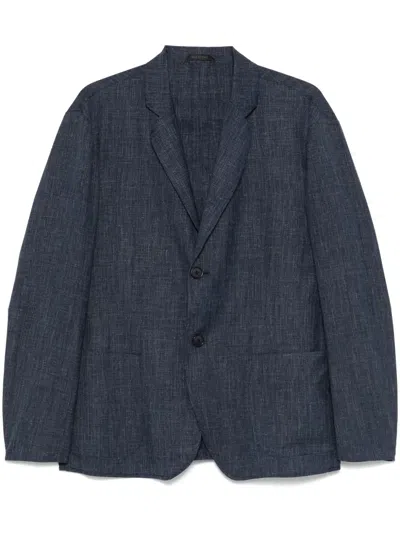 Giorgio Armani Slub-textured Blazer In Mb073 Parisian Night