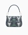 Giorgio Armani Small La Prima Soft Embroidered Suede Bag In Gray