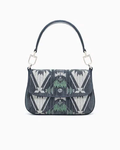 Giorgio Armani Small La Prima Soft Embroidered Suede Bag In Gray