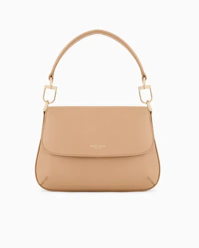 Giorgio Armani Small La Prima Soft Nappa Leather Handbag In Beige