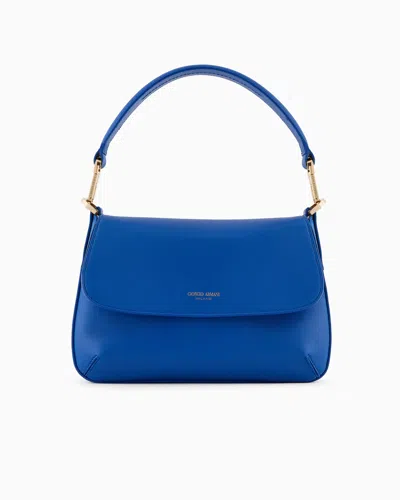 Giorgio Armani Small La Prima Soft Nappa Leather Handbag In Blue