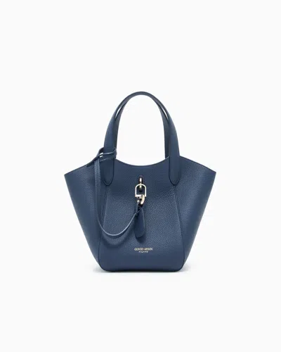 Giorgio Armani Small Pebbled Leather Handbag In Blue