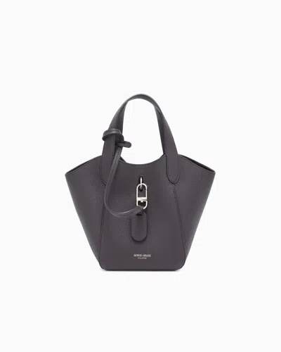 Giorgio Armani Small Pebbled Leather Handbag In Brown