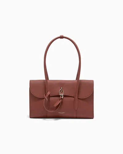 Giorgio Armani Small Pebbled Leather Shoulder Bag In Red
