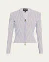 Giorgio Armani Small Ruffled Zip-up Jacket In Lt Purple