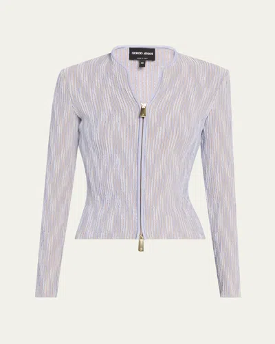 Giorgio Armani Small Ruffled Zip-up Jacket In Lt Purple