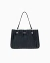 Giorgio Armani Small Shopper Bag In Pleated Nappa Leather In Black