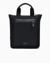 Giorgio Armani Small Shopper Bag In Recycled Nylon And Pebbled Leather In Black
