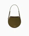 Giorgio Armani Small Shoulder Bag In Suede And Pebbled Calfskin In Green