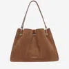 Giorgio Armani Small Suede Shopper Bag In Brown