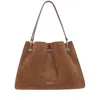 Giorgio Armani Small Suede Shopper Bag In Brown