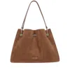 Giorgio Armani Small Suede Shopper Bag In Brown
