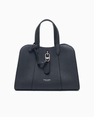 Giorgio Armani Small Tote Bag In Pebbled Leather